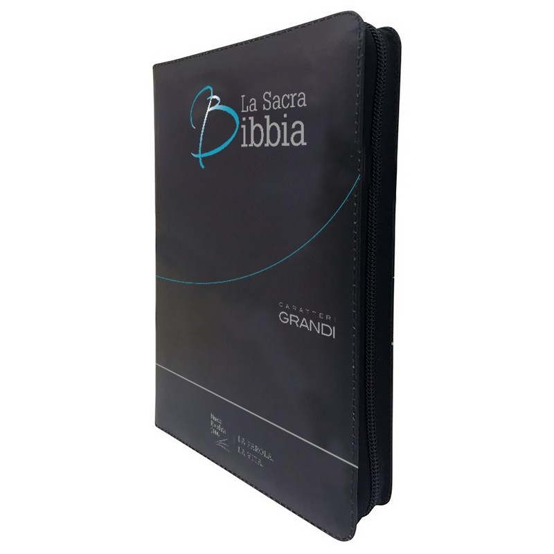 BIBBIA N.R. CARATTERI GRANDI cop. pelle nera con cerniera cm 14x21