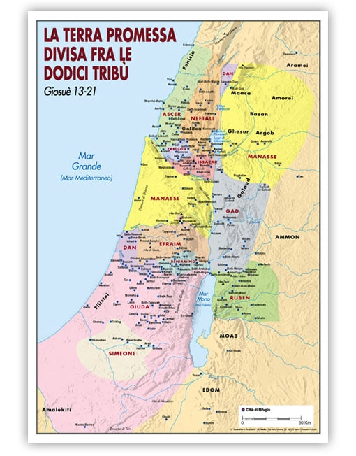 CARTINE BIBLICHE - La Terra Promessa divisa fra le dodici tribù